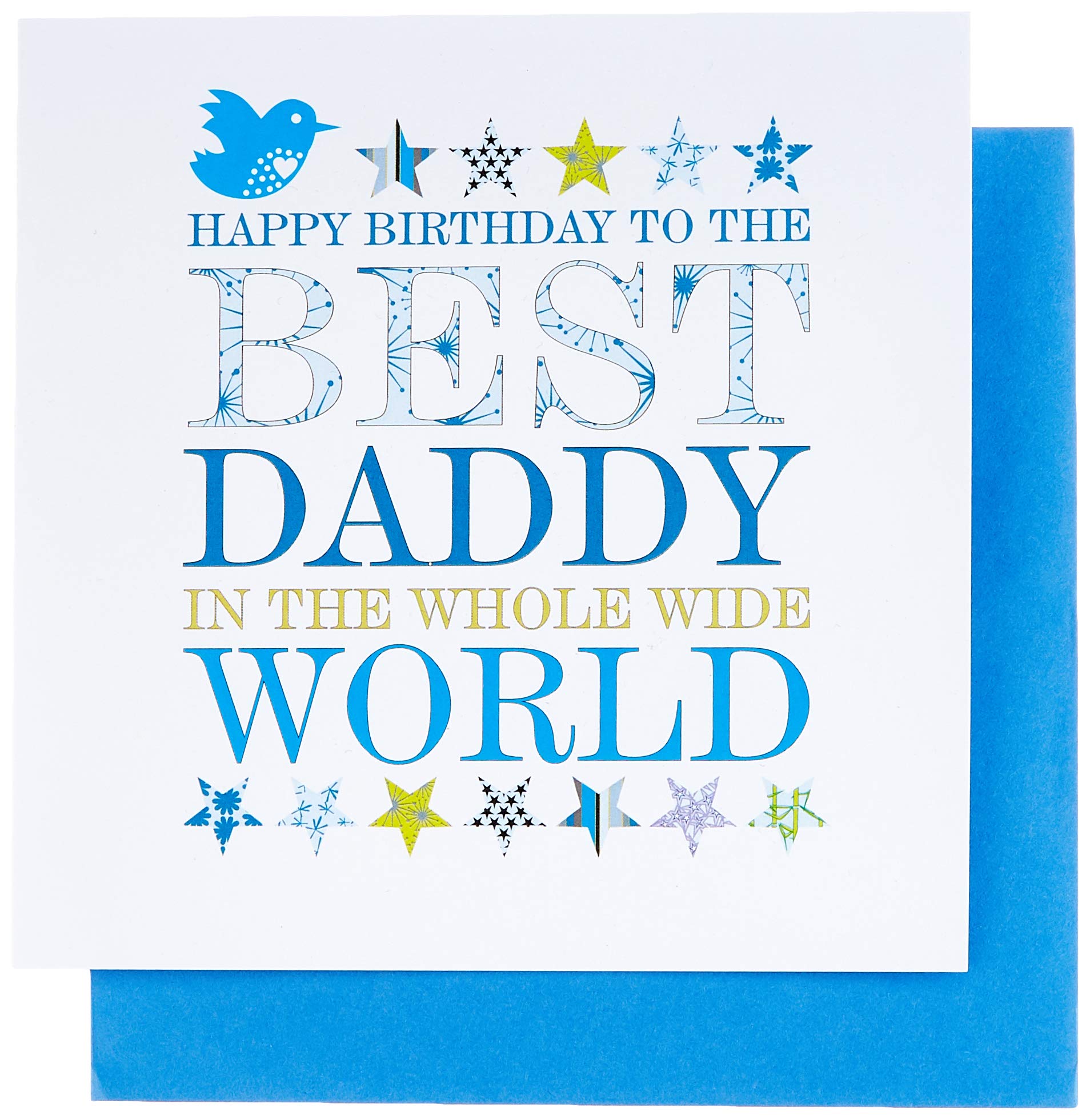 Claire Giles Greeting Cards, Happy Birthday Daddy Card, Blue Stars Dad Birthday Greeting Card