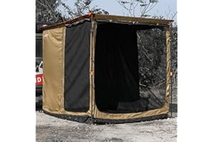 ALL-TOP Awning Room with Floor 6.6' x 8.2' Rip-Stop 210D Oxford Awning Tent with Bug-Resistance Mesh, Waterproof Sun Shelter for Overland, Camping(Black Coating, Room Only)