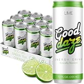 Good Daze Energy Drink, 200mg of Caffeine, Sugar Free, Lemon Lime 12-Pack | B Vitamins, L-Theanine, Pre Workout Performance with Antioxidants, 12 FL OZ Cans