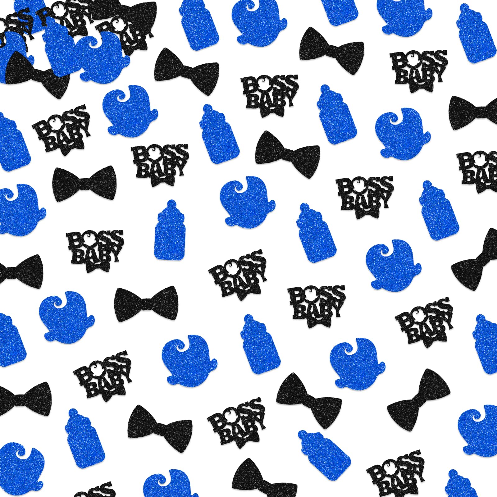 Photo 1 of 150Pcs Boss Baby Shower Gender Reveal Decorations for Boys, Blue Glitter Boss Boy Table Decor Confetti for Welcome Baby Boy Baby Shower Gender Reveal Party Supplies
