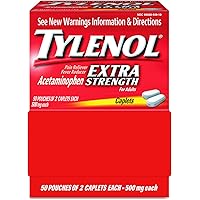 Tylenol 40900 Extra Strength Dispenser Box (50 Pouches of 2 Caplets Each)
