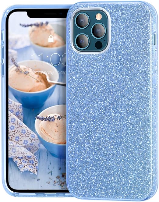 Amazon Com Mateprox Iphone 12 Pro Max Case Bling Sparkle Cute Girls Women Protective Cases For Iphone 12 Pro Max 6 7 Blue