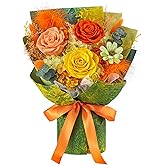 Polylove Flowers for Delivery Prime Forever Flowers Bouquet Preserved Roses Bouquet Flower Gift for Women Wife Mother Day Graduation Birthday (Yellow, Small)