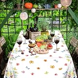 LKITMIUT 4 Pack Floral Tablecloth 86 x 51 Inch Watercolor Wild Flower Plastic view 7