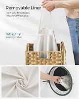 SONGMICS 90L Laundry Basket with Lid Rattan Wicker Foldable Removable Liner view 6