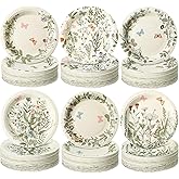 Funnymoom 60 Pcs 7 Inch Vintage Wildflower Paper Plates Retro Flower Plant Herb Decorations Tableware Butterfly Dinnerware Decoration for Spring Summer Garden Home Picnic Decoration Supplies