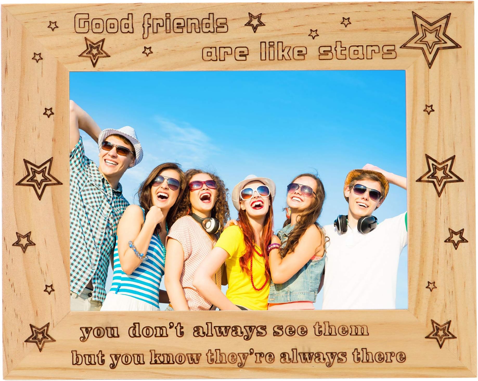 FAYERXL Engraved with Good Friends are Like Stars Picture Frame Gift for Best Friends,Home Decor Keepsake for Friend Wedding Day (5x7 Inch Good Friends are Like Stars)