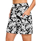 Blouty Women's 7" Long Swim Board Shorts with Pockets Liner High Waisted Quick Dry Beach Swimming Shorts for Women