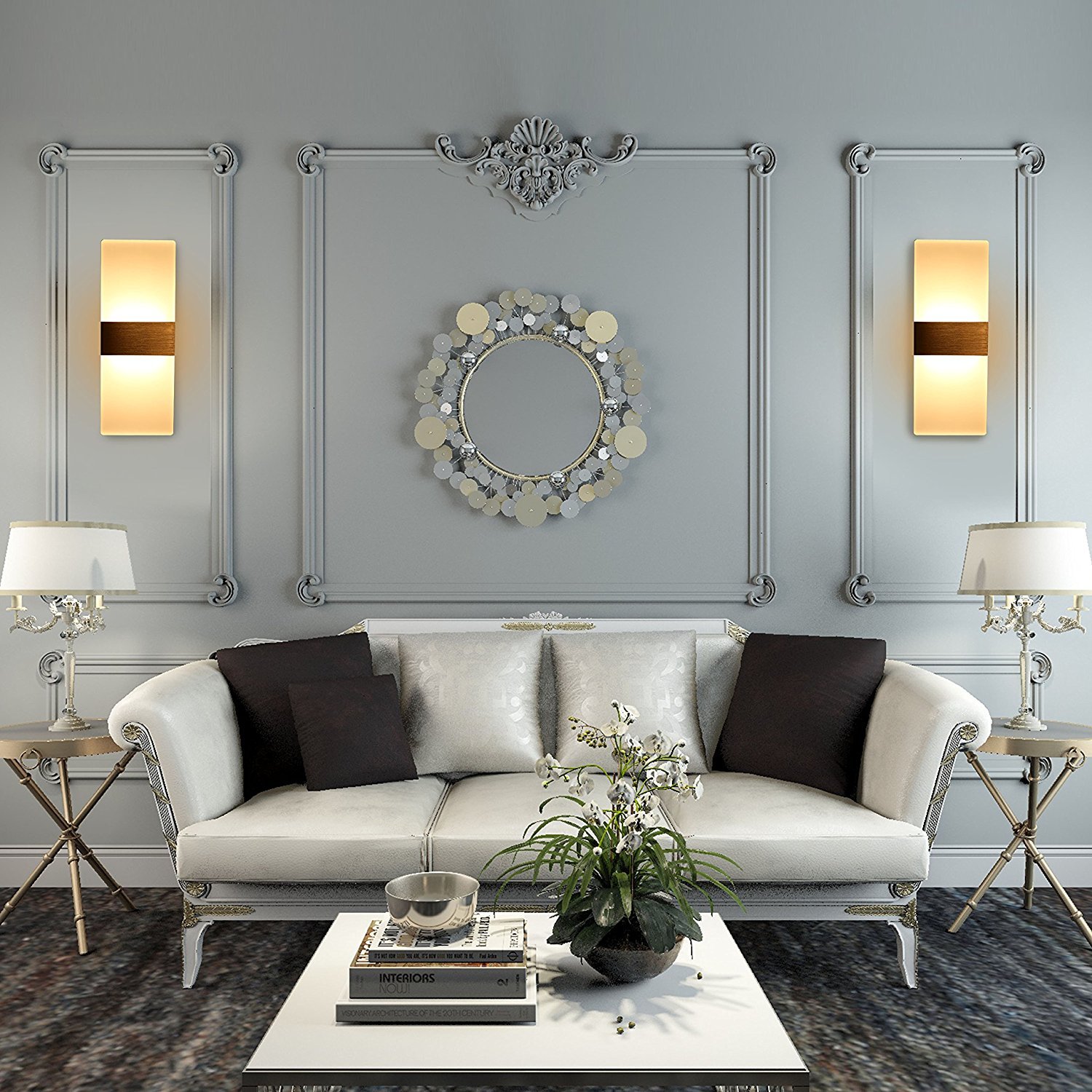 LED Wall Light, Modern LED Wall Sconces Decorative Lamps Night Light for Bathroom, Bedroom, Balcony, Corridor Wall Lighting (6W×2, Warm White)