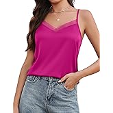 Avidlove Womens Silk Satin Tank Tops Mesh V Neck Camisole Adjustable Spaghetti Strap Summer Basic Cami Tank Shirt