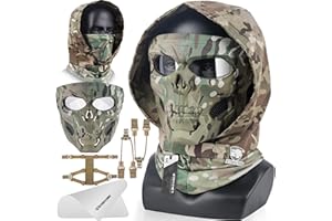 ACTIONUNION Airsoft Mask Full Face Skull Balaclava Face Mask Men Skeleton Mask Tactical Protective Paintball Mask Halloween Cosplay Costume