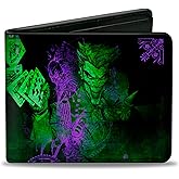Buckle-Down mens Buckle-down Pu Bifold - the Joker Card Flipping Poses Black/Greens/Purples Wallet, Multicolor, 4.0 x 3.5 US