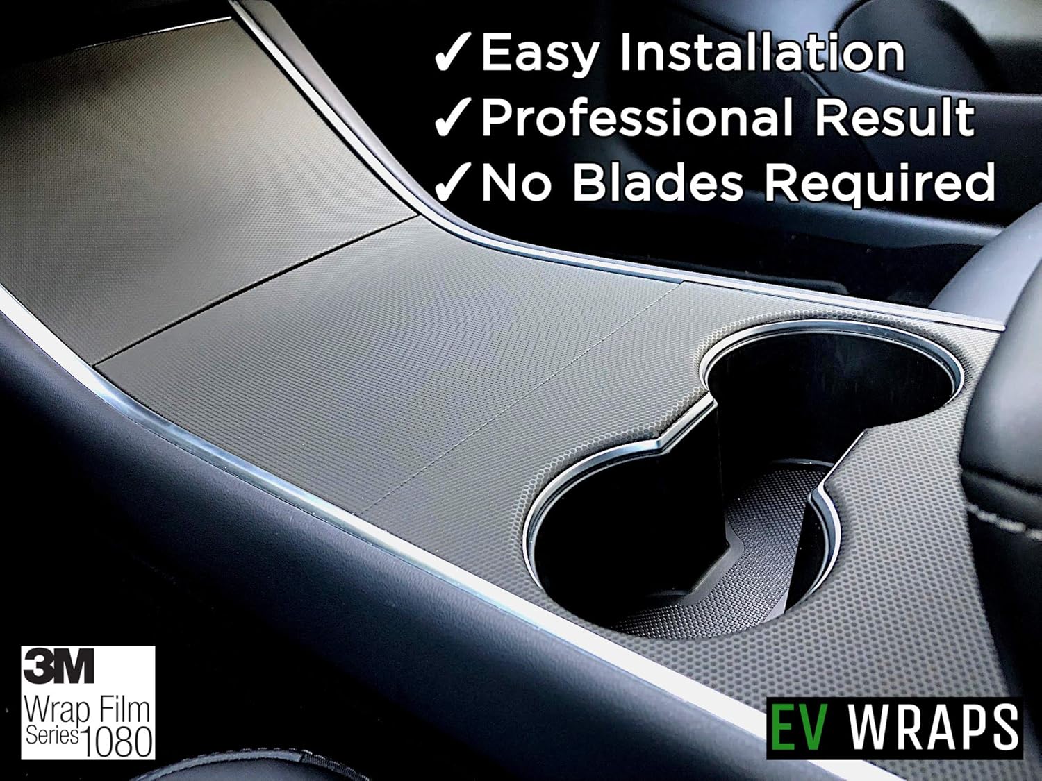 EV Wraps Tesla Model 3 / Model Y Center Console Wrap - Matrix Black