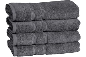 Mosobam Luxury Turkish Set of 4 Hand Towels 16X30 Charcoal Gray (Dark Grey) 700 GSM Bamboo Viscose & Aegean Turkish Combed Cotton