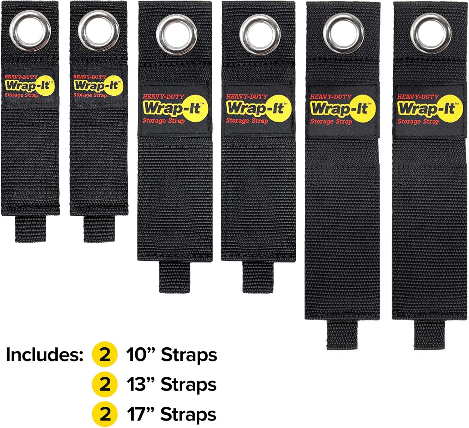 Heavy-Duty Wrap-It Storage Straps (Assorted 6 Pack) - Hook and Loop Extension Cord Organizer Hanger, Cord Wrap Keeper, Cable Straps for Cords, Hoses, Rope, RV, Boat and Garage Storage and Organization: Automotive