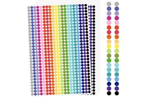 12000 Pcs Coloured Dot Stickers,1/4 Inch (6mm) Round Coloured Stickers,20 Colours Sticky Dots Small Round Color Coding Labels