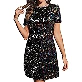 RED DOT BOUTIQUE 847 - Long Sleeves Multi Color Sequin Bodycon Party Short Dress