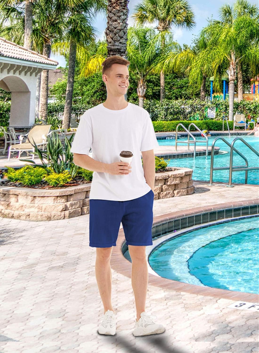 YuKaiChen Men's Linen Casual Classic Fit Shorts Flat Front Drawstring Summer Beach Shorts with Pockets at  Men’s Clothing store