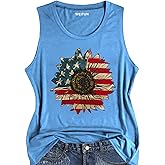 WEITUN American Flag Tank Tops Women 4th of July Patriotic Shirt USA Flag Stars Stripes Tee