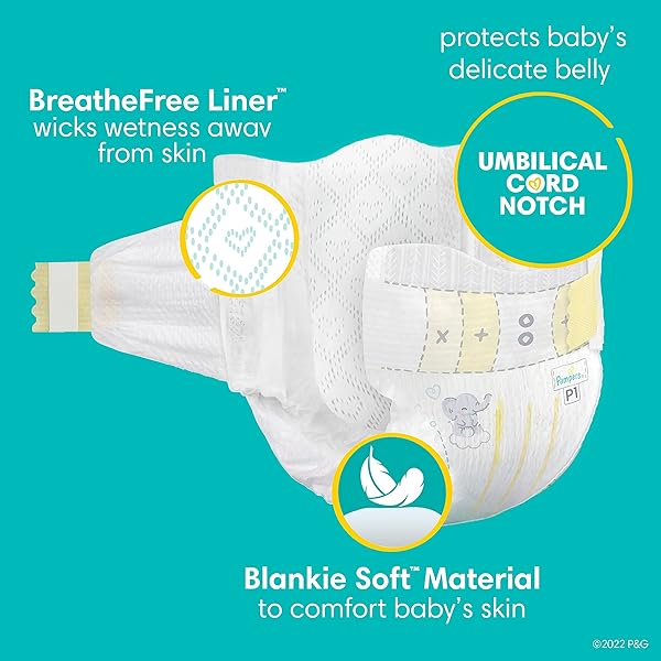 PAMPERS BABY DIAPERS – SWADDLERS – SIZE P1, 27 COUNT, ULTRA ABSORBENT DISPOSABLE PREEMIE DIAPER