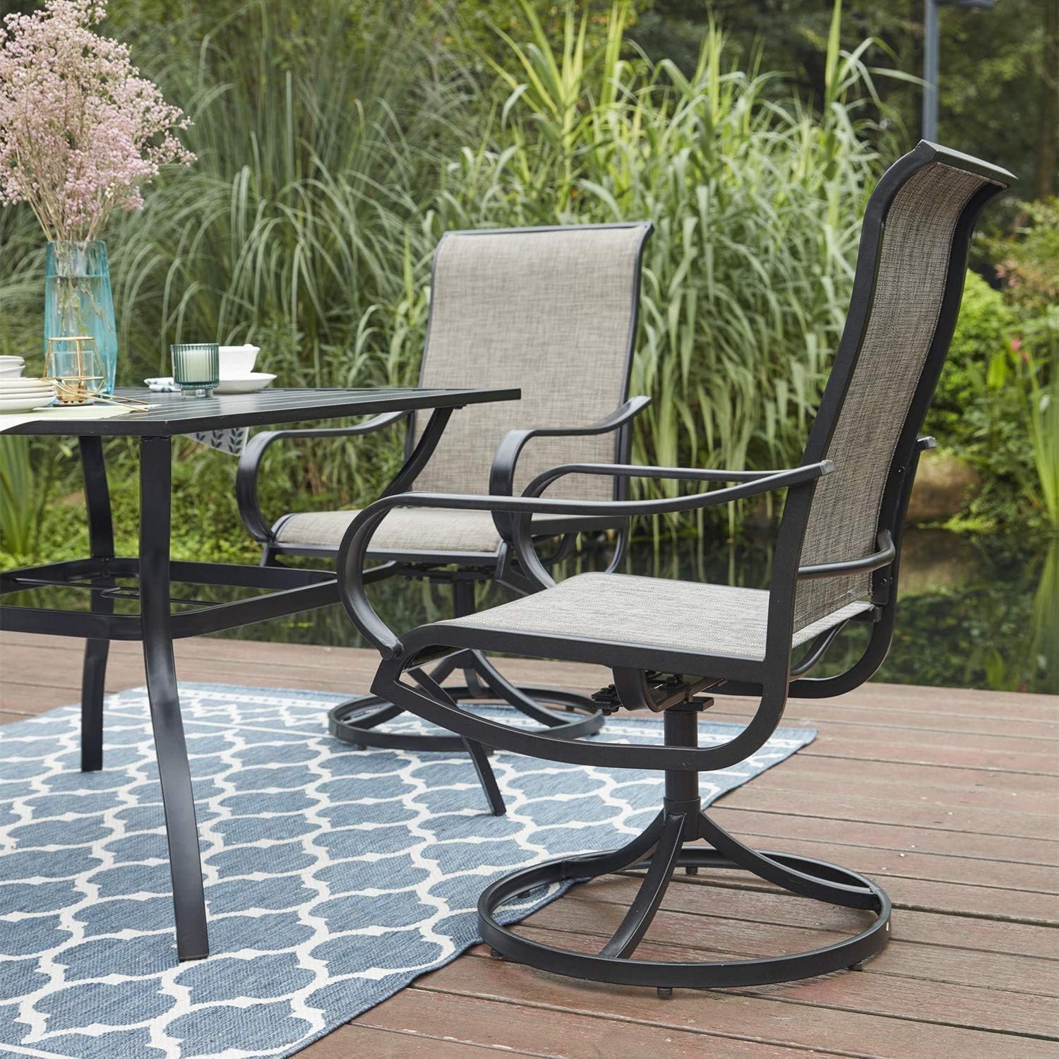 Vicllax Patio Dining Swivel Chairs, Outdoor Kitchen Garden Metal Gentle Chair: Kitchen & Dining