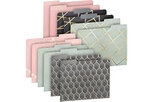 Decorative File Folders with Gold Foil Geometrical Accents, 1/3 Cut Tab (11.5 x 9.5 In, 12 Pack)