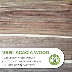 Acacia Wood Serving Tray with Handles, 17 Inch