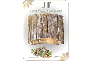 LHUN Rolled Turkish Delights Candy with Vanilla and Pistachio | Handmade Gourmet Exotic Snacks with Unique Taste | Exotic Candy as a Turkish Delight Candy with Vanilla and Pistachio (1 Pack)