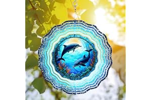 64DECALS 64memory Dolphin Wind Spinner, Dolphin Wind Spinner Hanging for Yard and Garden, Unique Gift Wind Spinner, 3D Hanging Wind Spinner Outdoor, Cute Dolphin Wind Spinner