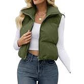 JZC Women's Crop Puffer Vest Sleeveless Jacket Winter Outerwear Padded Gilet