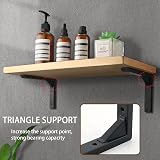 Mooche 4Pcs Heavy Duty Shelf Brackets 6 Inch Black Stainless Steel Triangular view 3