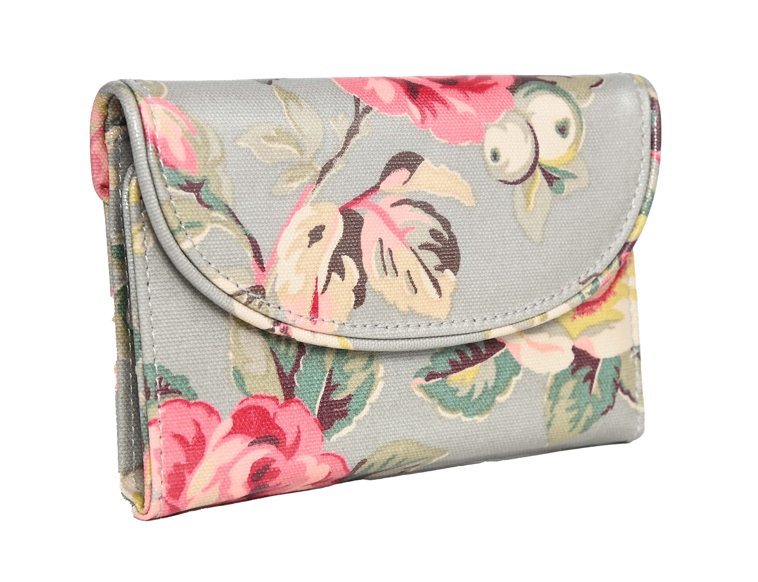 Cath Kidston Curved Wallet Purse Garden Rose Design in Grey Oilcloth