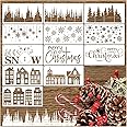 yhslmh Christmas Stencils for Window Spray Snow, Large Window Stencils for Glass Christmas Stencils for Painting on Wood Crafts Reusable snowflake pine tree for Door Hanger Home (12 winters）, white