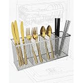 Viscogrip 4-Compartment Dishwasher Silverware Basket, 304 Stainless Steel | Universal basket fits most dishwashers | Fine mesh bottom prevents drops | 1650&deg;F heat-resistant | Built to last