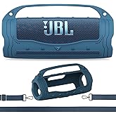 XEGIMOR Silicone Cover Case for JBL Flip 7 Portable Bluetooth Speaker Accessories, Flip 7 Speaker Protective Case with Silicone Handle and Shoulder Strap (Blue)