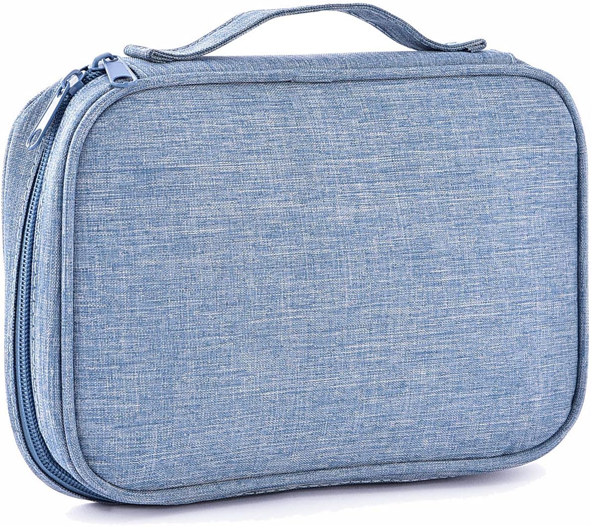 Pencil Make Up Bag Brush Pouch Cosmetics Tools Organiser Handbag Beauty Case for Travel (Blue)