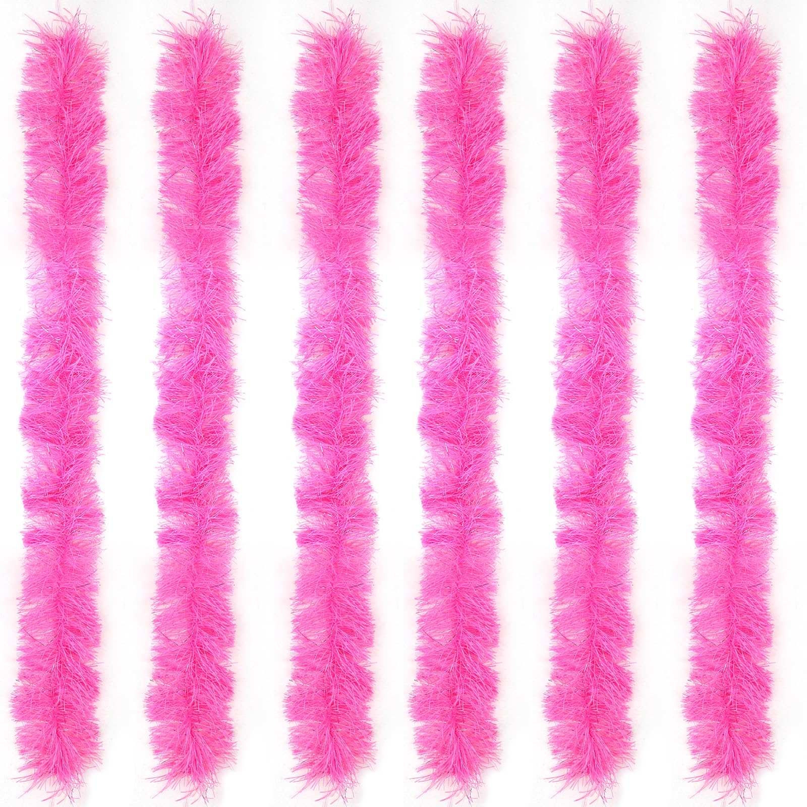 LACGO Pack of 6 Feather Boas,Artificial Fluffy Boas Decoration,Fancy Dress for Women Fancy,Costume for Girls,Dress up Dancing Hen Do, Halloween, Christmas (Pink)