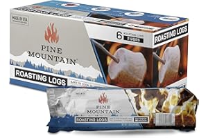 Pine Mountain Roasting Logs, Cooking firelogs for Campfire, Fireplace, Fire Pit, Outdoor and Indoor Use, 6 Pack