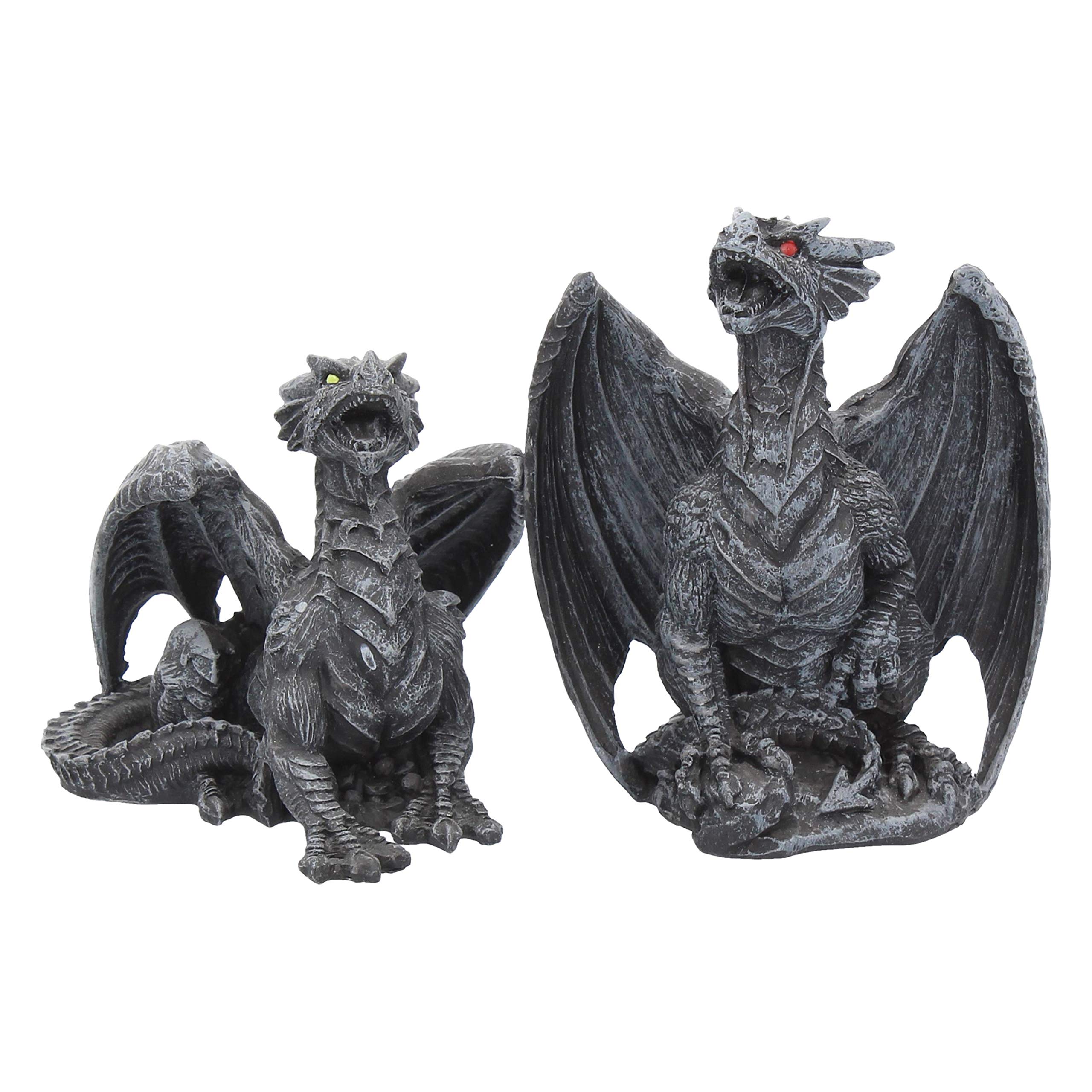 Nemesis Now Dark Fury Set of 2 10cm Dragon Figurines, Black, One Size
