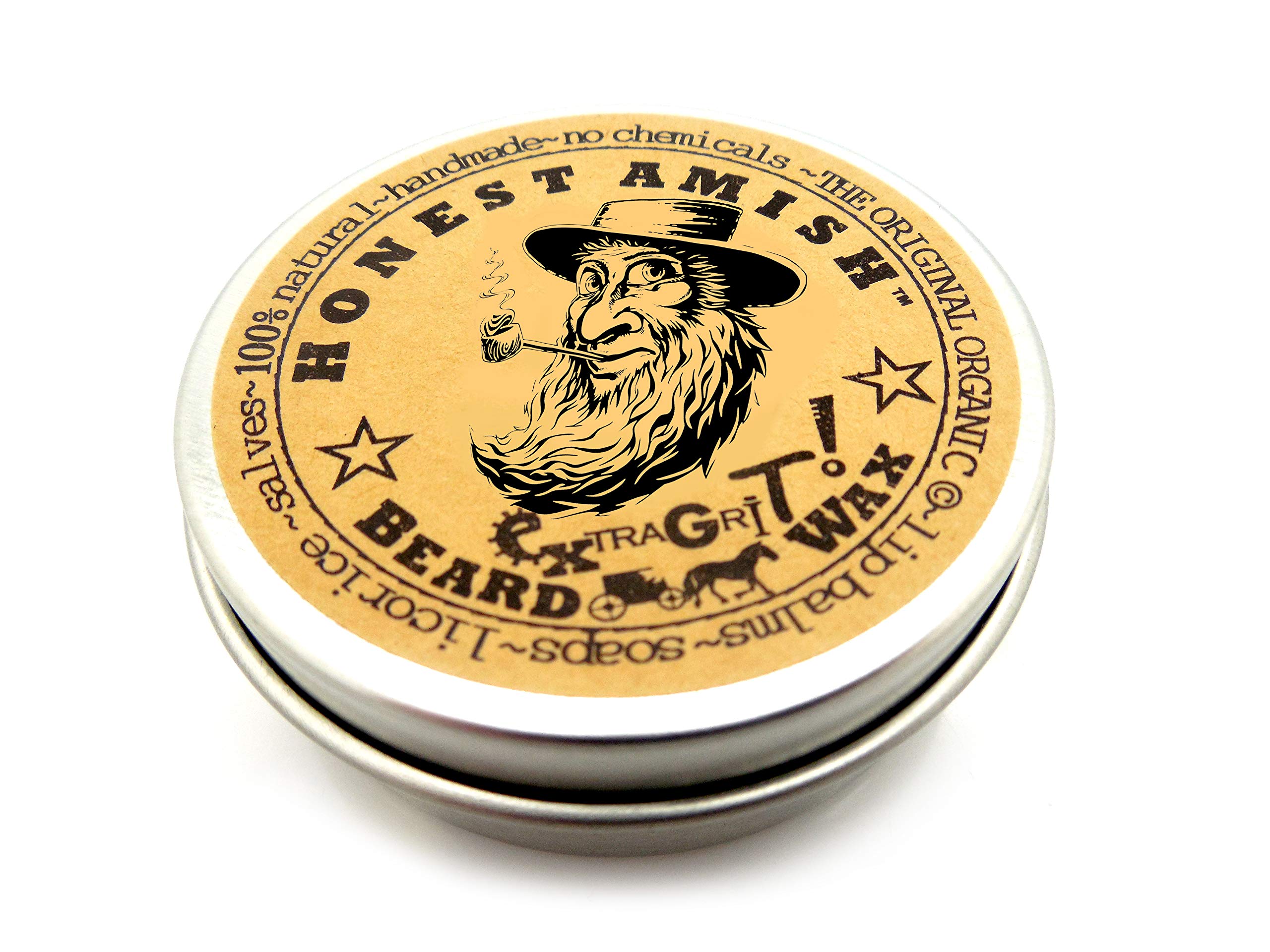 Honest Amish Extra Grit Beard Wax - All Natural and Organic - Hair Paste and Hair Control Wax