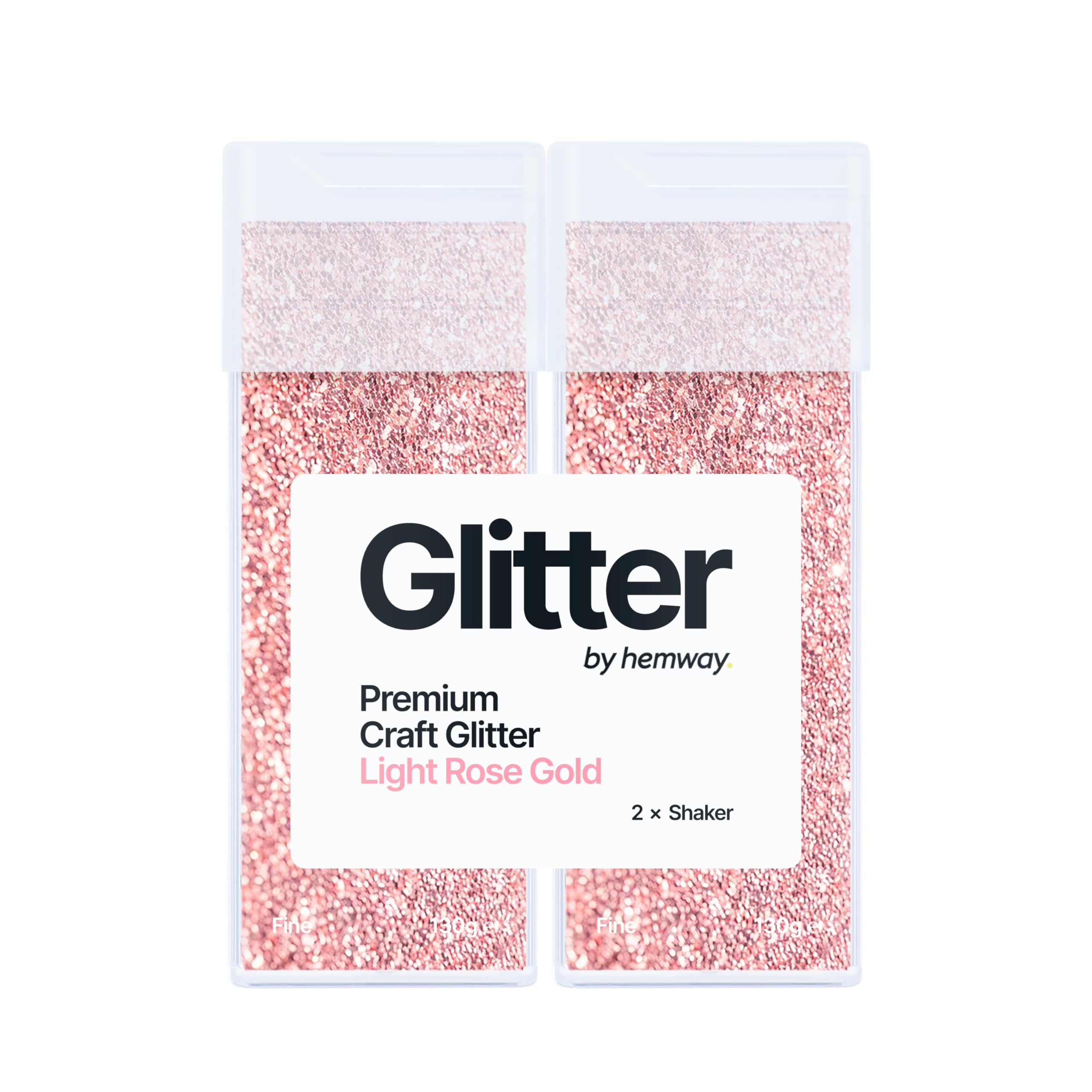 Hemway Glitter Shaker Light Rose Gold 130g x2 Pack Fine, Craft Glitter Shakers for Resin & Epoxy Crafts, Christmas Art Supplies, Nail, Body, Face, Eye, Festival, Crafting, Slime, Sparkle