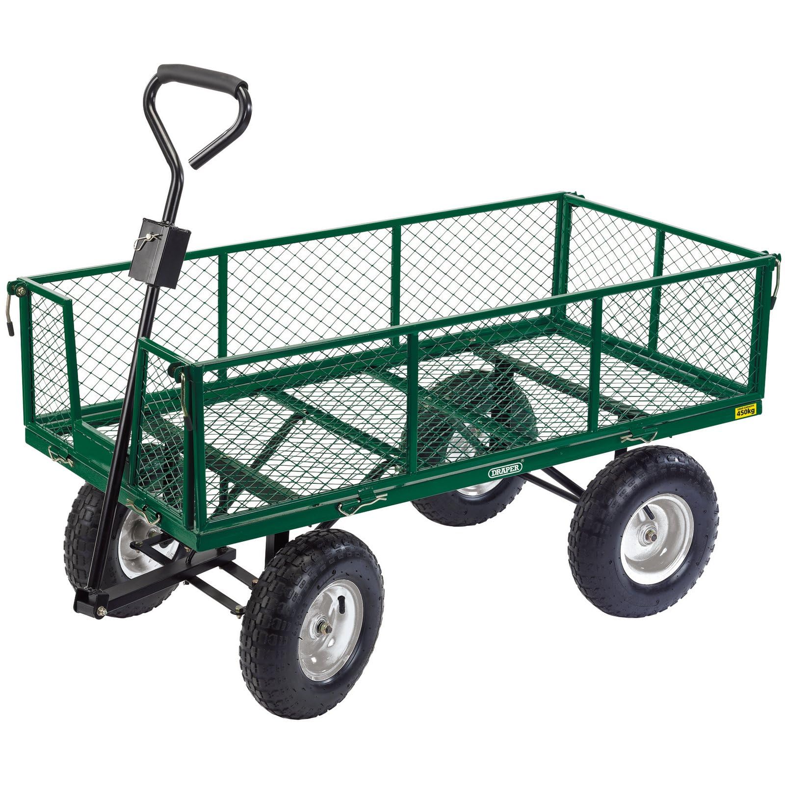 Draper 85634 Heavy Duty Steel Mesh Cart, Green, 129.5x65.5x15.2 cm