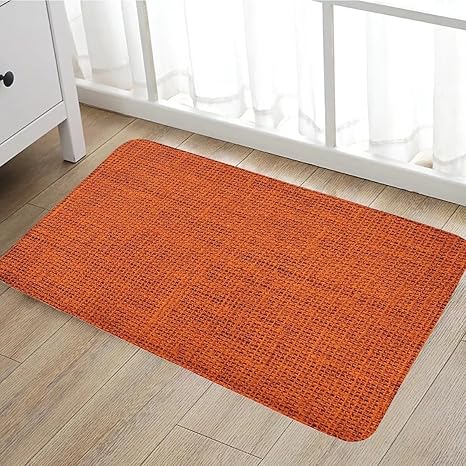 Orange 100 Cotton Bathroom Washable Bath Mat Pedestal Door Floor Rug Mat Set Bath Pesantrenalkahfi Com