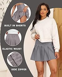 Tivifox Girls Womens Pleated Skirt with Shorts