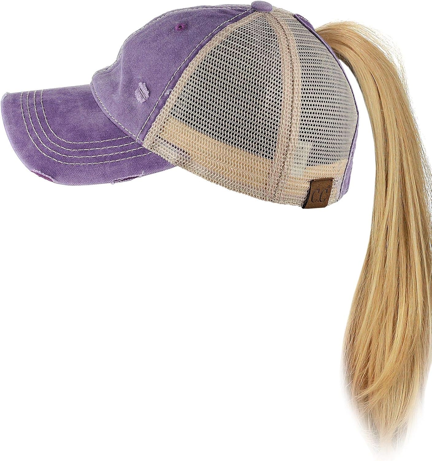 C.C Ponycap Messy High Bun Ponytail Adjustable Mesh Trucker Baseball Cap Hat, Black at  Women’s Clothing store