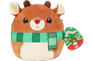 Squishmallows Original 8-Inch Rudolph The Red Nosed Reindeer - Official Jazwares Christmas Plush - Collectible Soft & Squishy Reindeer Stuffed Animal Toy - Gift for Kids, Girls & Boys