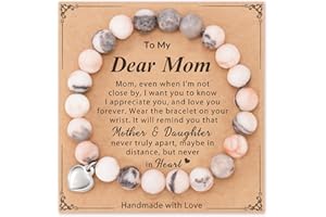 HGDEER Natural Stone - Promotes Calm, Positive Energy, and Offer Protection, Pink Zebra Jasper Bracelet Perfect Mother Day Gift with a Heartfelt Quote Card