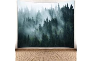 YISURE Misty Forest Tapestry, Foggy Tree Wall Hanging Tapestries Nature Pine Woodland Wall Art for Bedroom Living Room, 80‘’W x 60''L