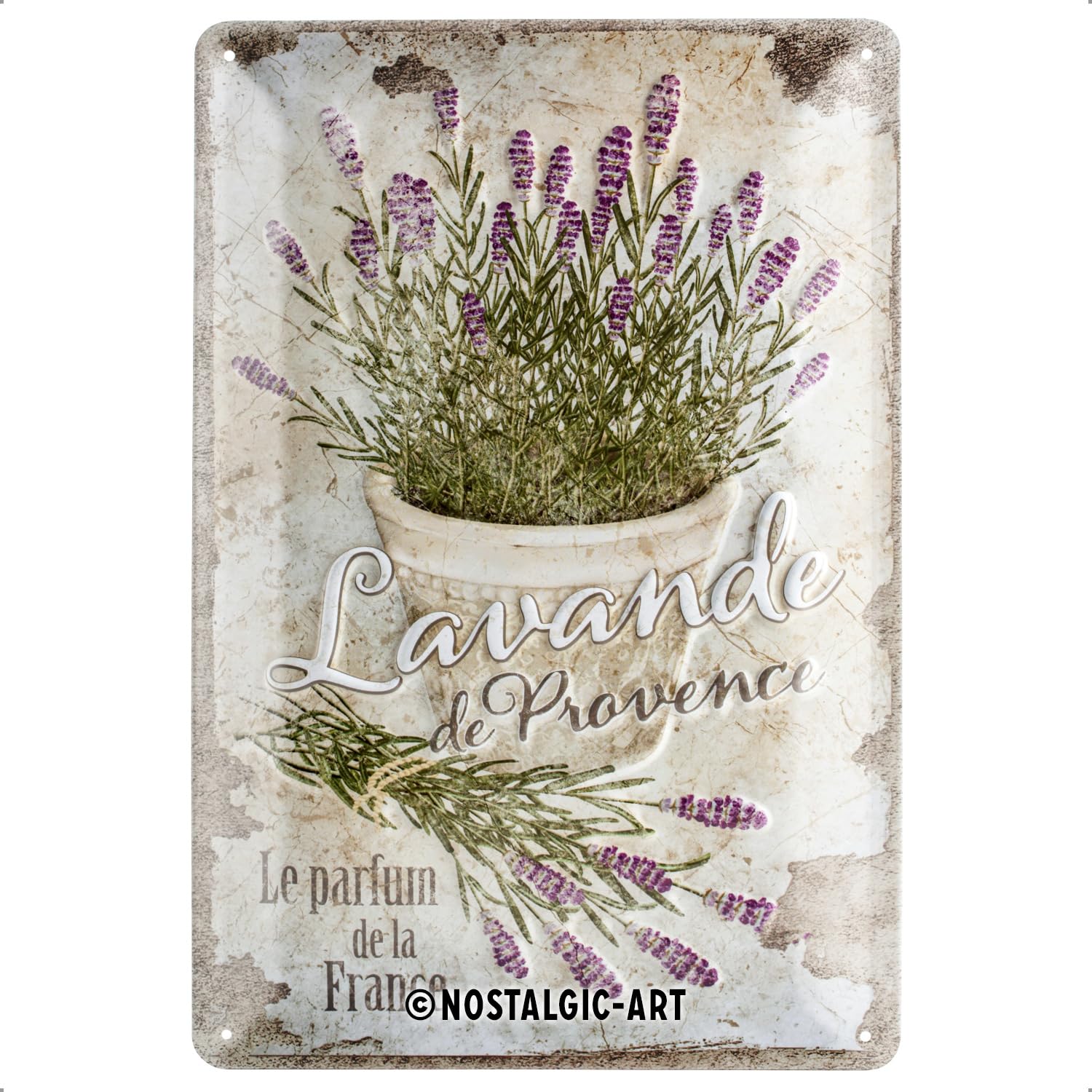 Nostalgic-Art Home & Country - Lavande de Provence - Kitchen gift ideaRetro Tin SignMetal PlaqueVintage design for decoration20 x 30 cm