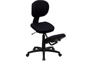 BizChair Mobile Ergonomic Kneeling Posture Task Office Chair in Black Fabric